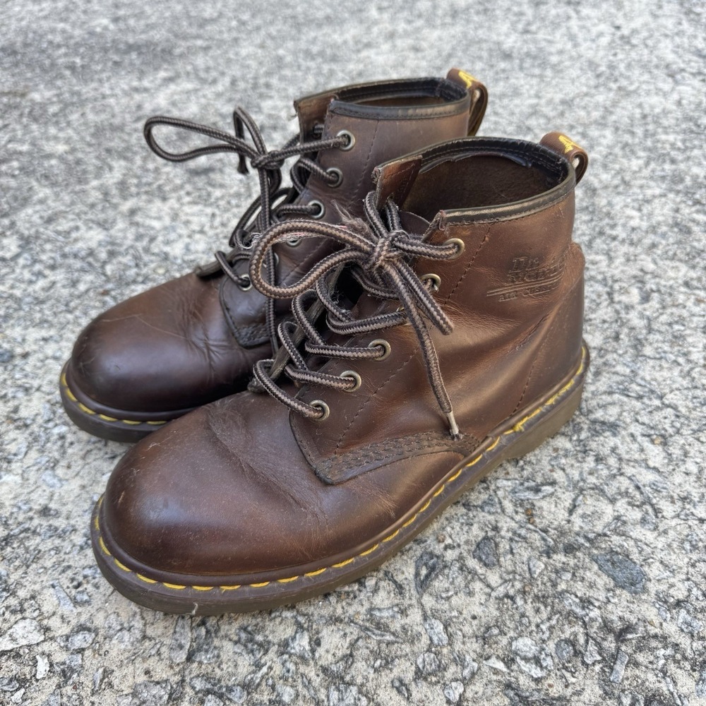 Vintage Dr. Martens 101 6-Eye Leather Boots Made In England Womens US 8 Brown